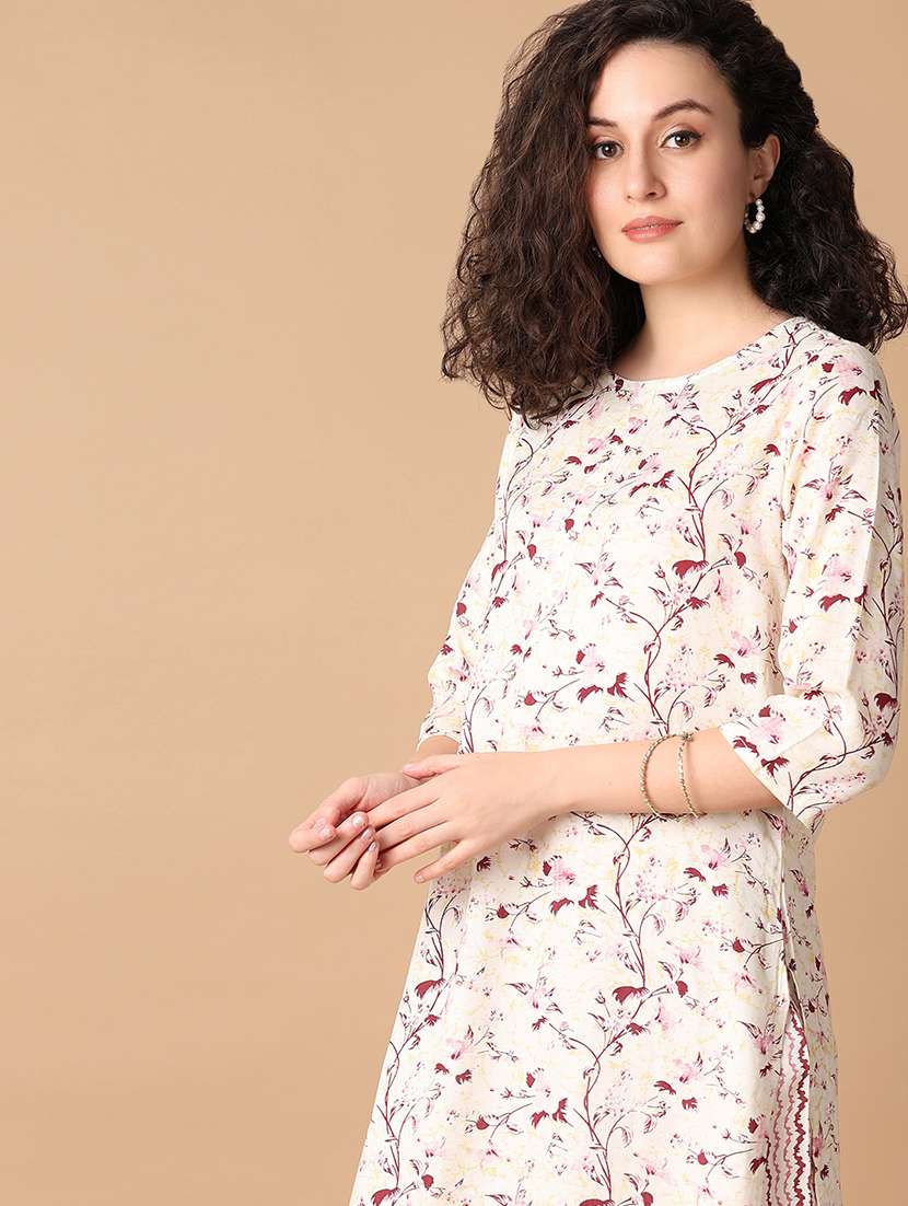 women three quarter sleeve kurta palazzo set - 21333763 -  Standard Image - 3