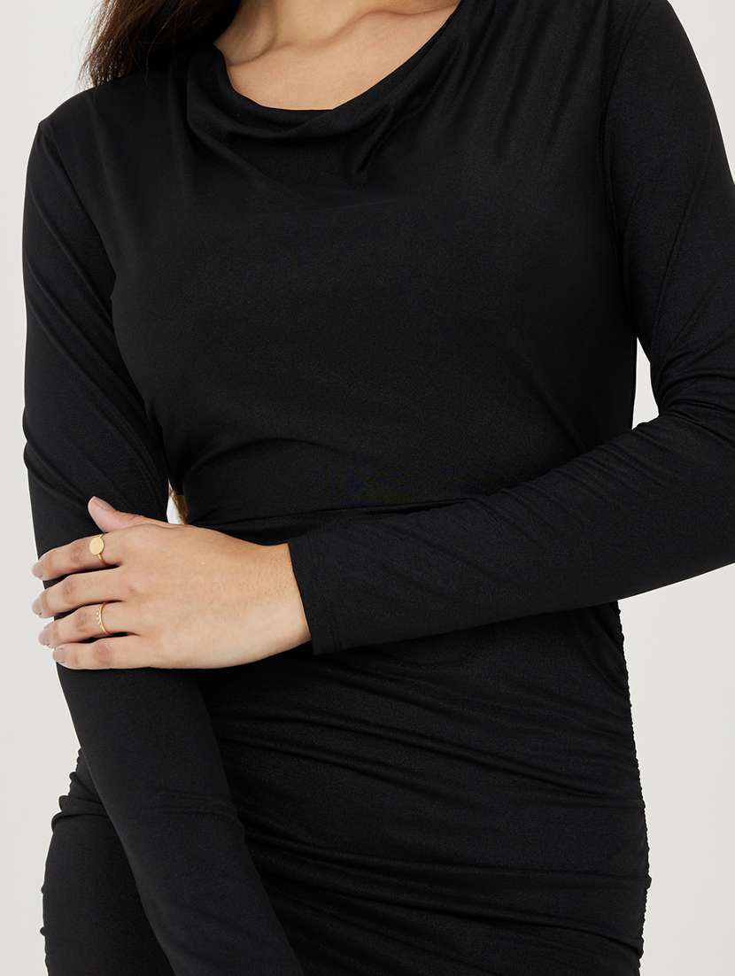 black polyester bodycon dress - 21334275 - Standard Image - 3