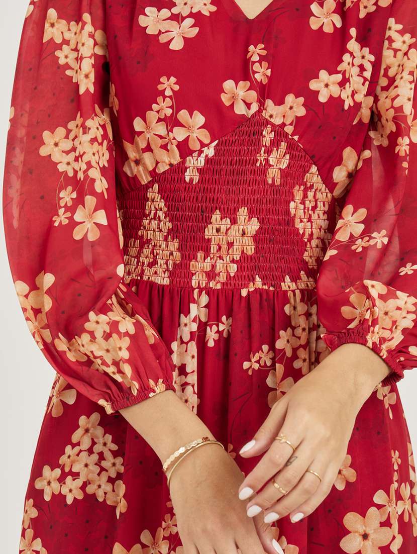 women red polyester fit & flare dress - 21334308 -  Standard Image - 3