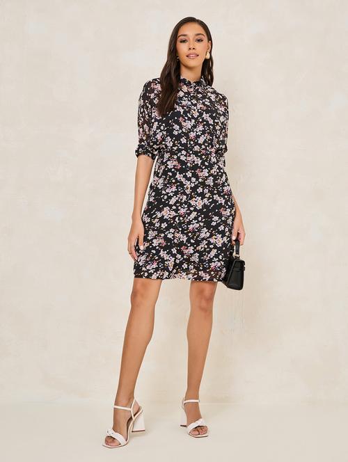 women black polyester shirt dress - 21334316 - Standard Image - 0