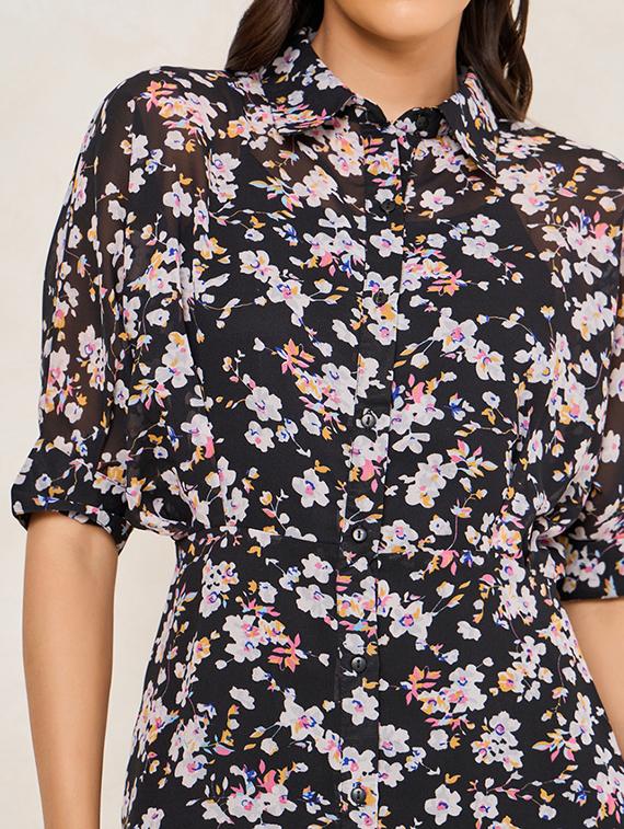 women black polyester shirt dress - 21334316 - Standard Image - 3