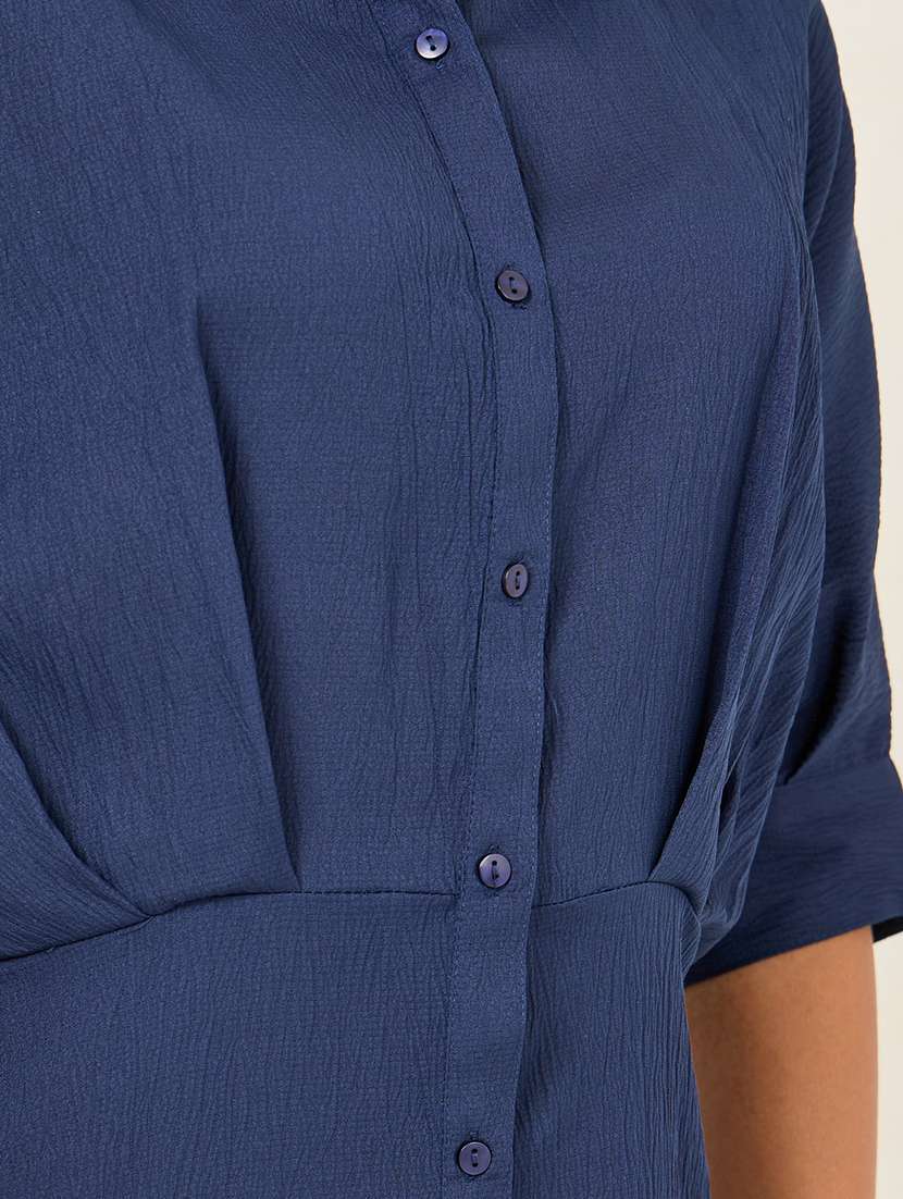 women navy blue polyester shirt dress - 21334317 -  Standard Image - 3