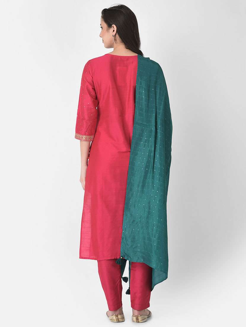 women three quarter sleeve straight kurta - 21334350 -  Standard Image - 3