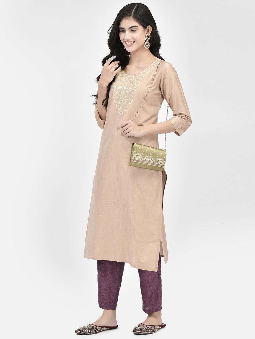women three quarter sleeve straight kurta - 21334356 - Zoom Image - 0