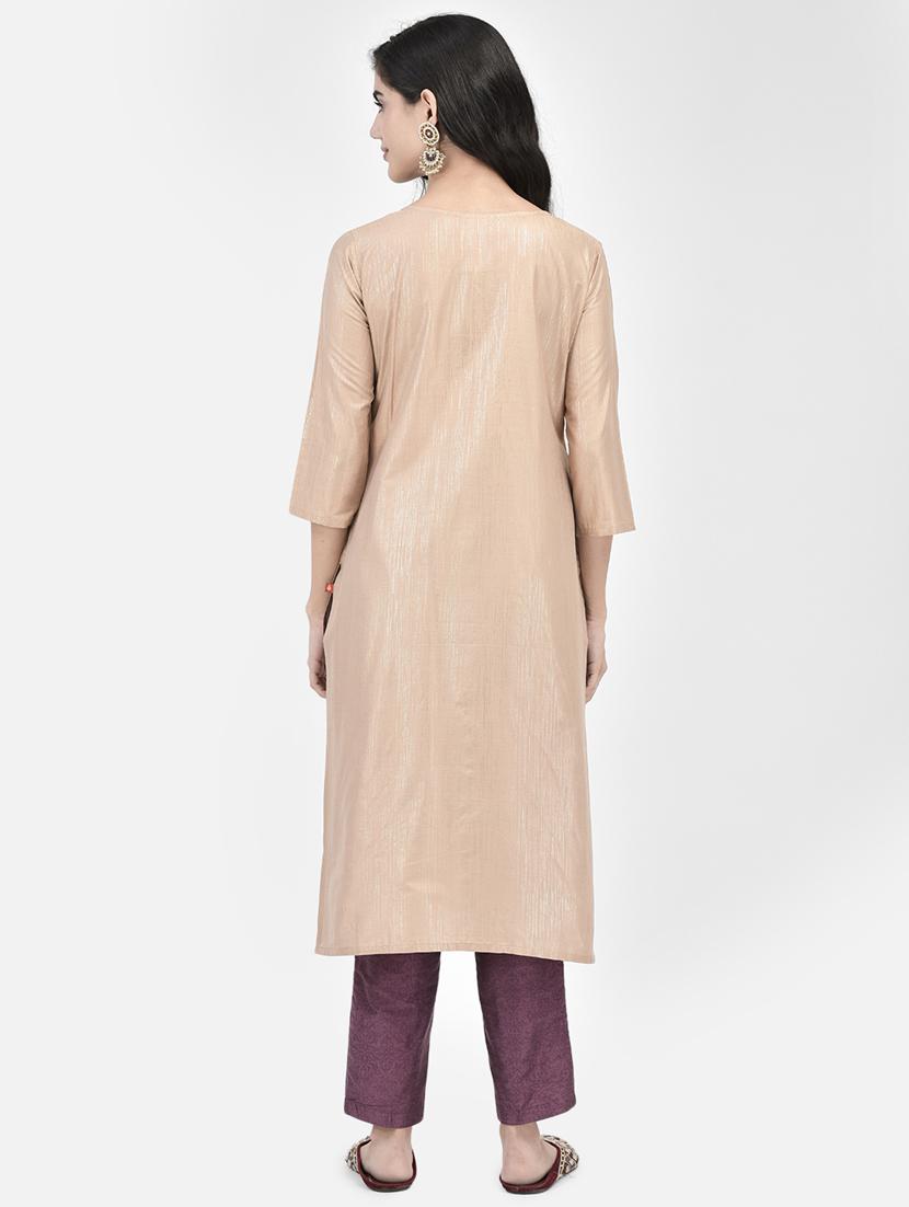 women three quarter sleeve straight kurta - 21334356 - Standard Image - 3