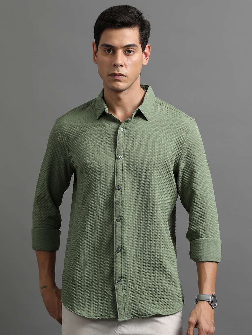 men collared self-designed casual shirt