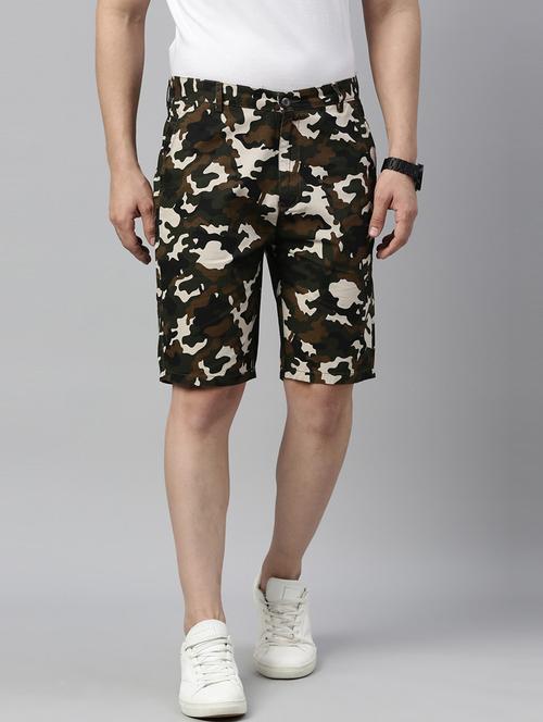 men printed mid rise regular fit shorts - 21334786 - Standard Image - 0