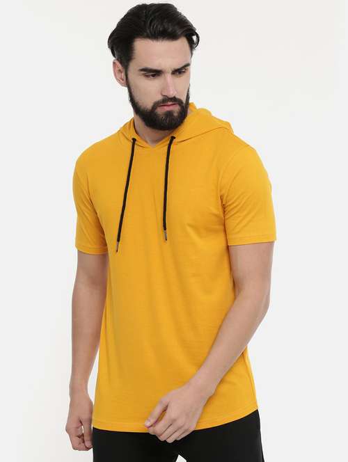 men plain hood neck t-shirt - 21334956 - Standard Image - 0