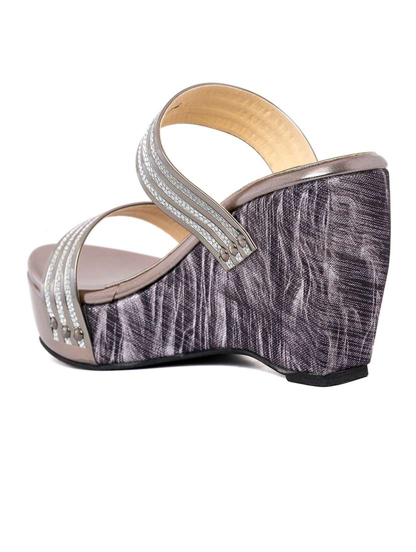 silver synthetic slip on sandals - 21335302 -  Standard Image - 3