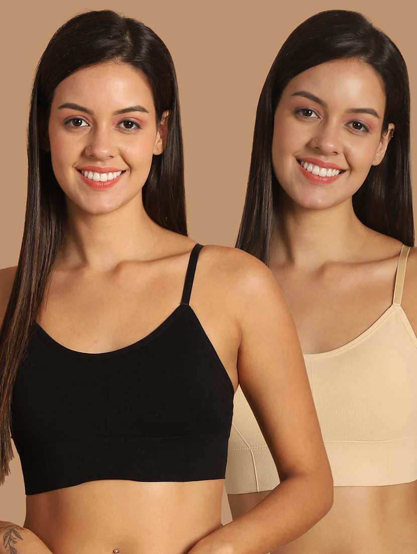 pack of 2 solid multi color sports bra