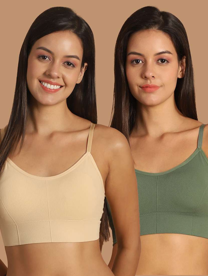 pack of 2 solid multi color sports bra