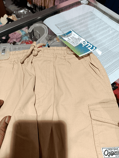khaki twill shorts & three fourth - 21335935 -  Standard Image - 0