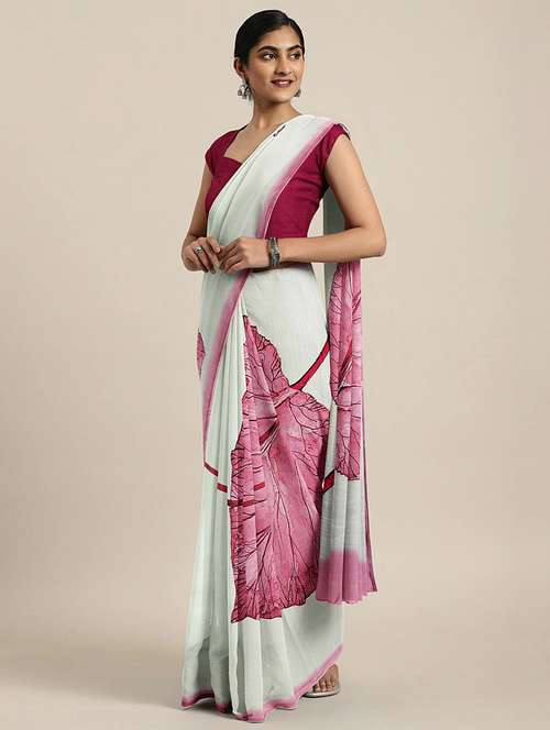 women white printed saree - 21336433 - Standard Image - 0