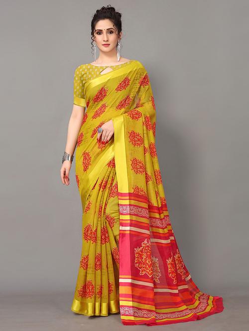 women printed saree with blouse - 21337542 -  Standard Image - 0