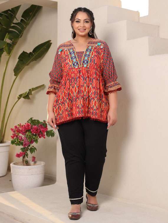 women orange cotton regular tunic - 21337678 - Standard Image - 5