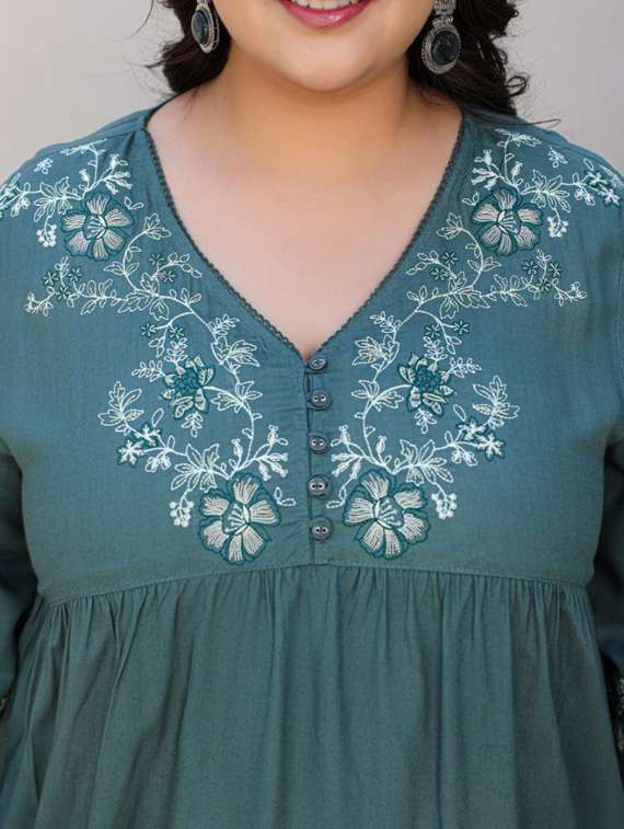 women green rayon plus size tunic - 21337684 - Standard Image - 5