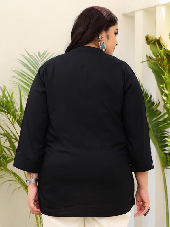 women black rayon plus size tunic - 21337689 - Standard Image - 3