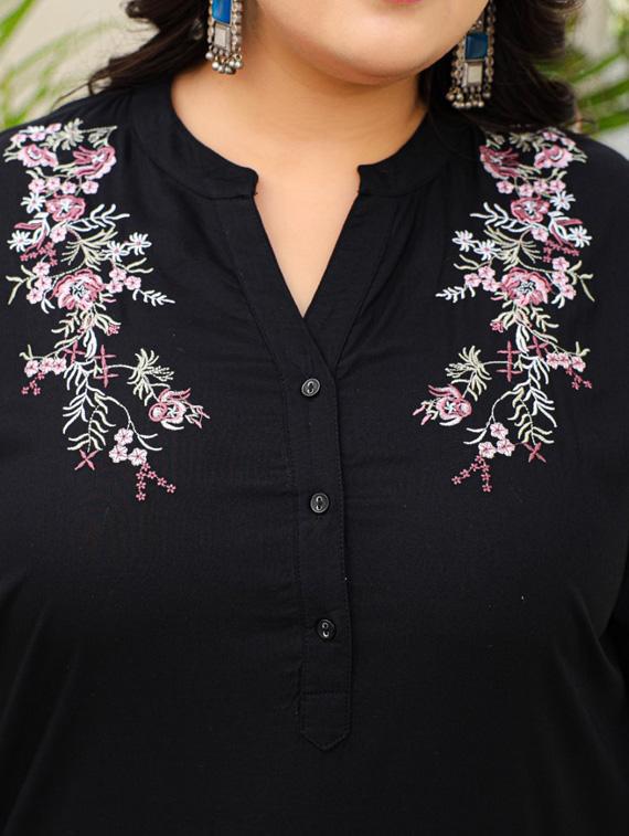 women black rayon plus size tunic - 21337689 - Standard Image - 5