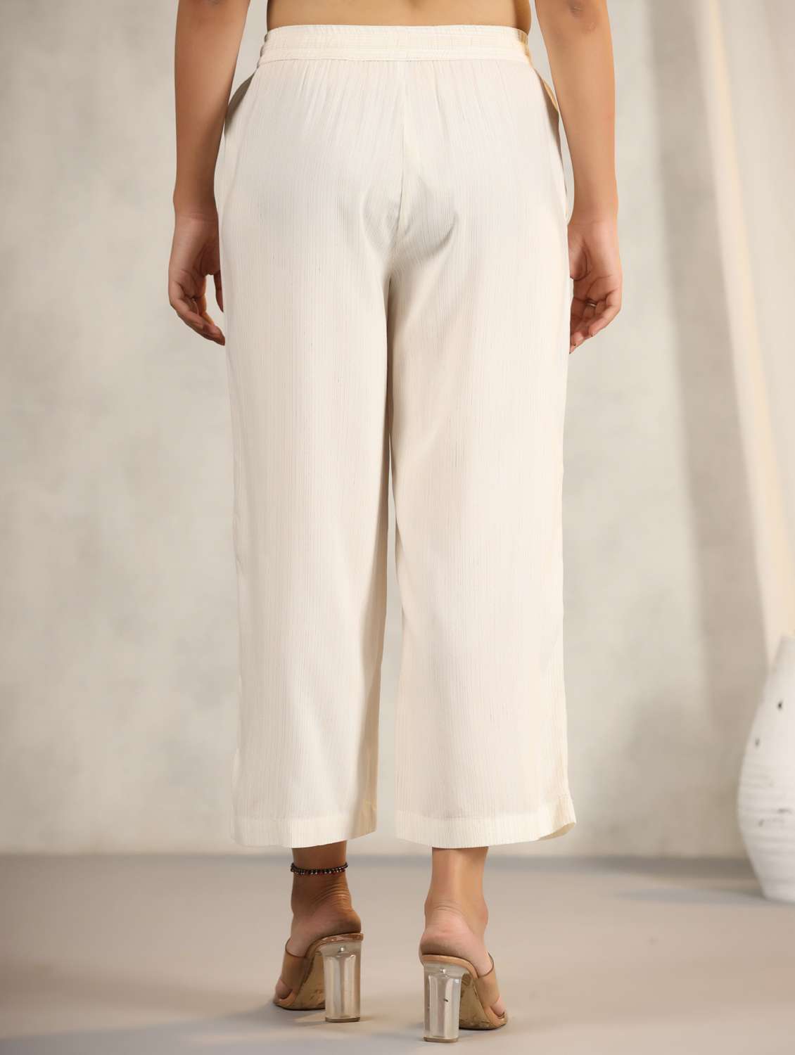 women mid-rise solid palazzo - 21337725 -  Standard Image - 3