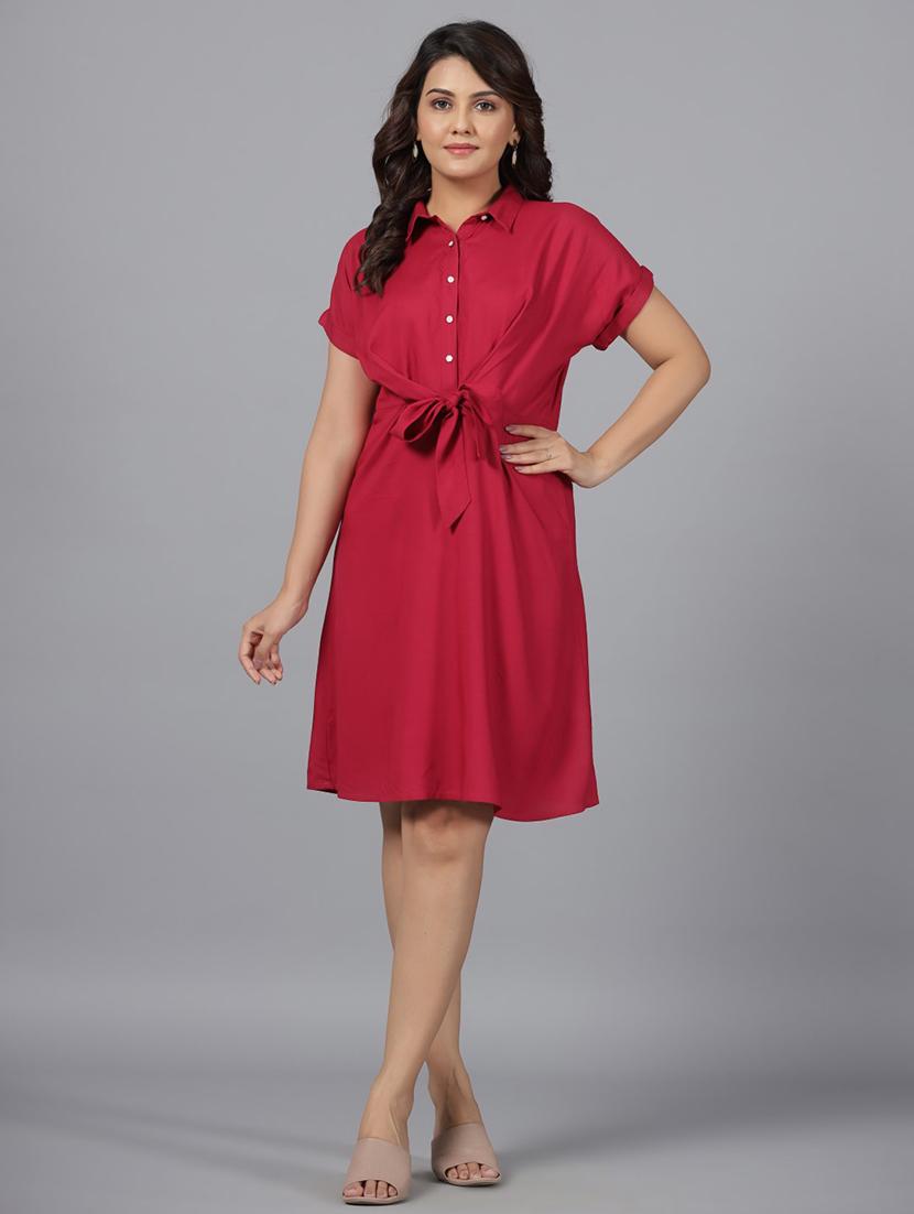 women pink solids a-line dress - 21337754 -  Zoom Image - 0