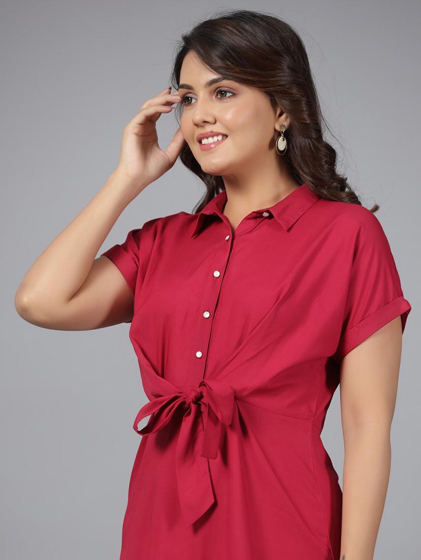 women pink solids a-line dress - 21337754 - Standard Image - 3