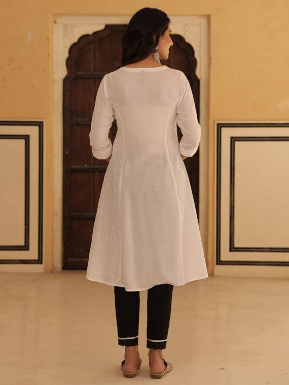 women three quarter sleeve a-line kurta - 21337832 - Standard Image - 3