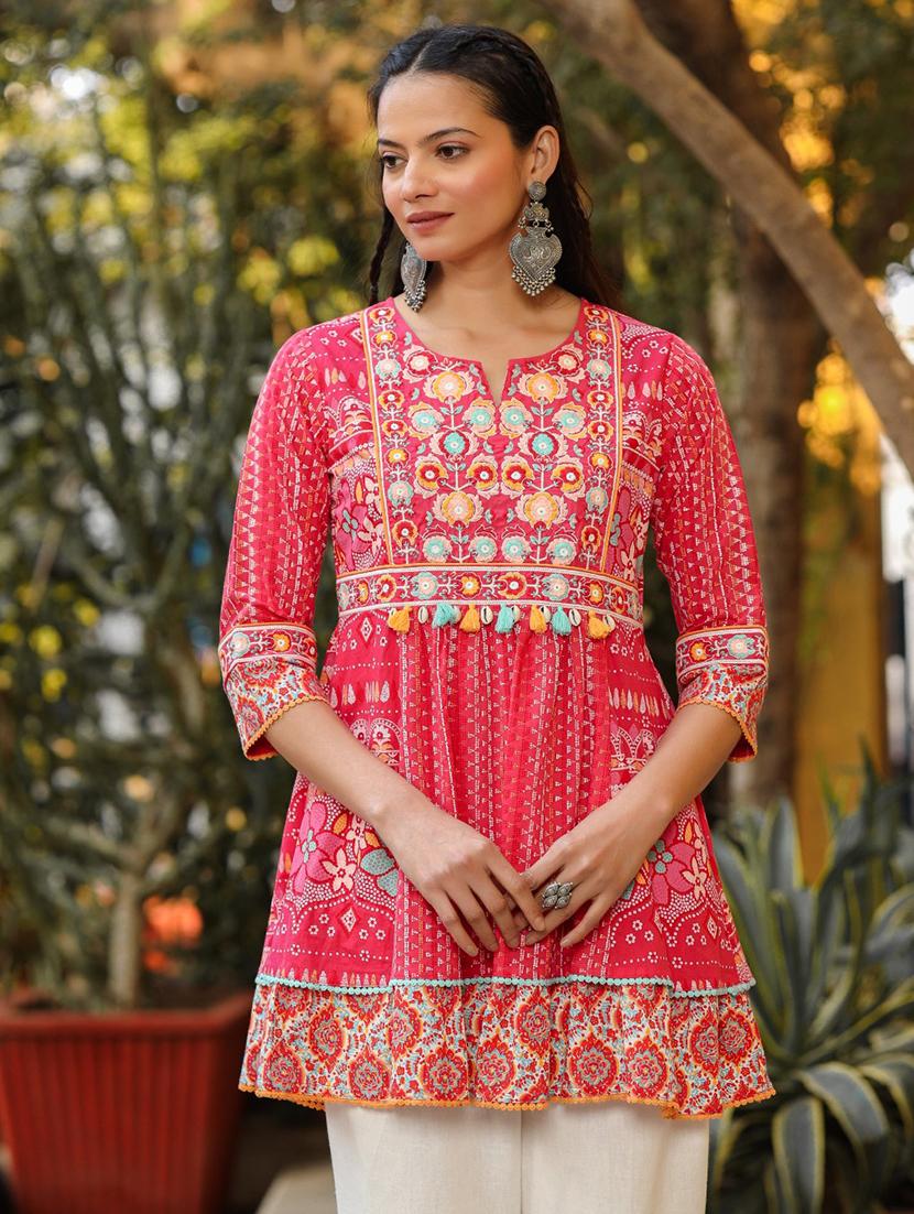 women pink cotton peplum tunic - 21337835 - Standard Image - 3