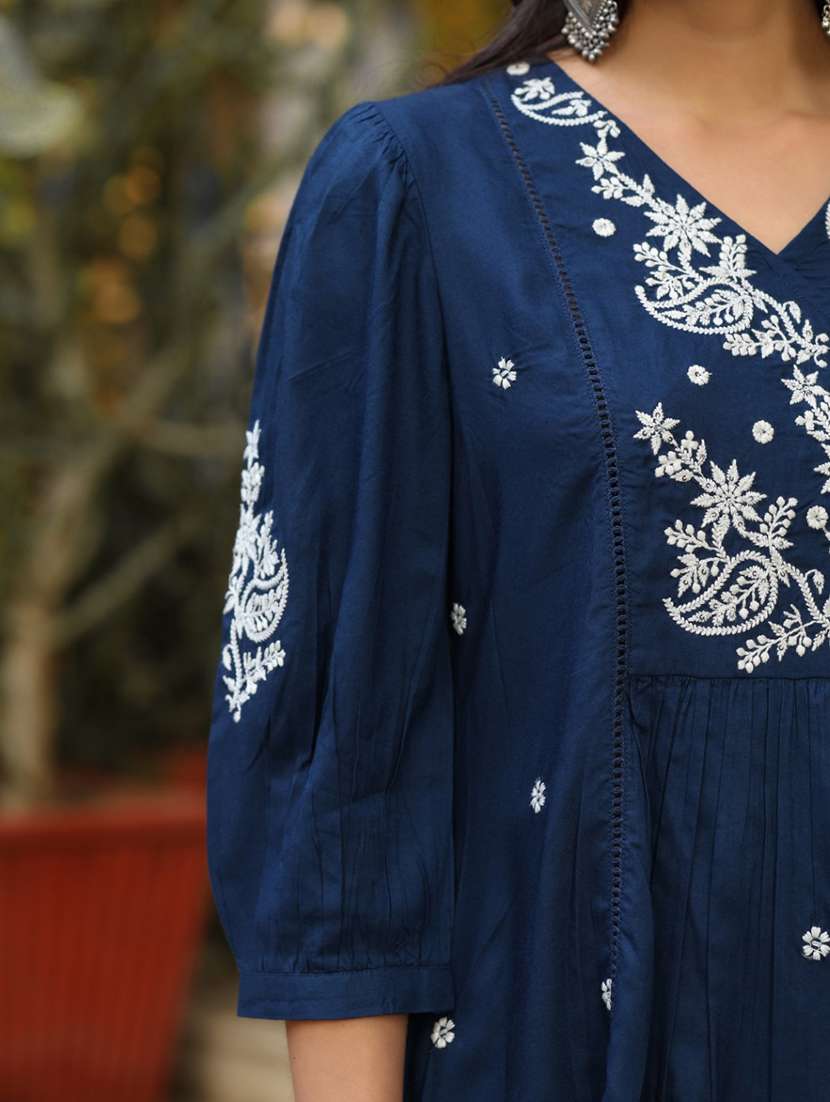 women navy blue rayon a-line tunic - 21337849 - Standard Image - 5