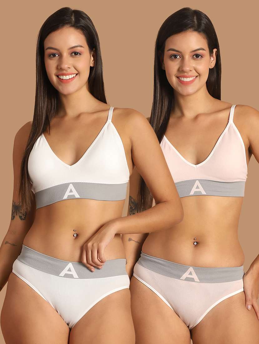 pack of 2 multi colored bra and panty set