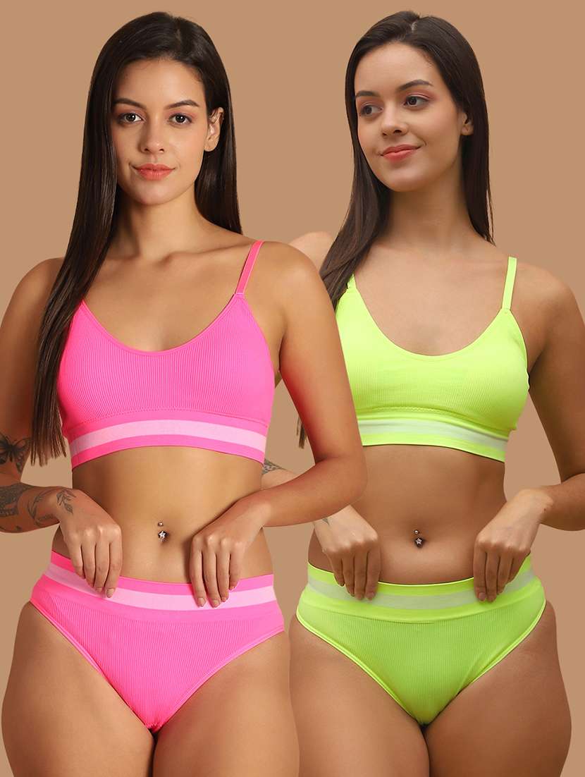 pack of 2 multi colored bra and panty set