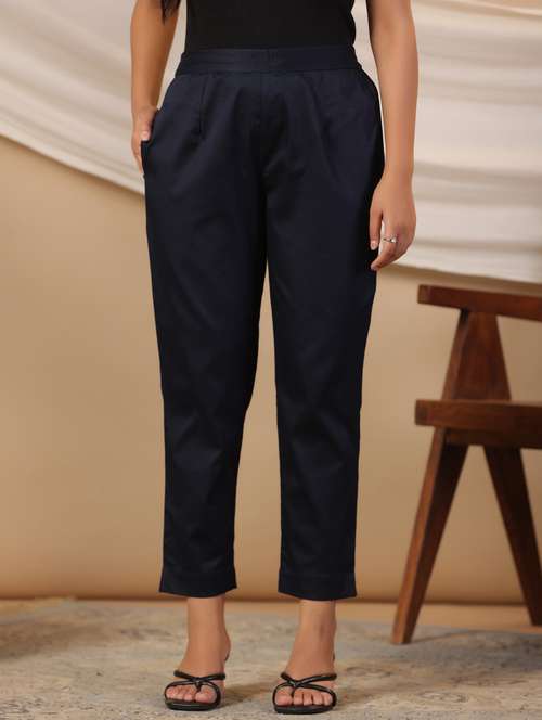 women solid mid rise cigarette pant - 21337975 -  Standard Image - 0