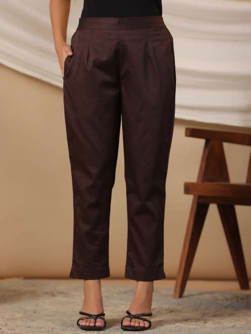 women solid mid rise cigarette pant - 21337976 -  Standard Image - 0