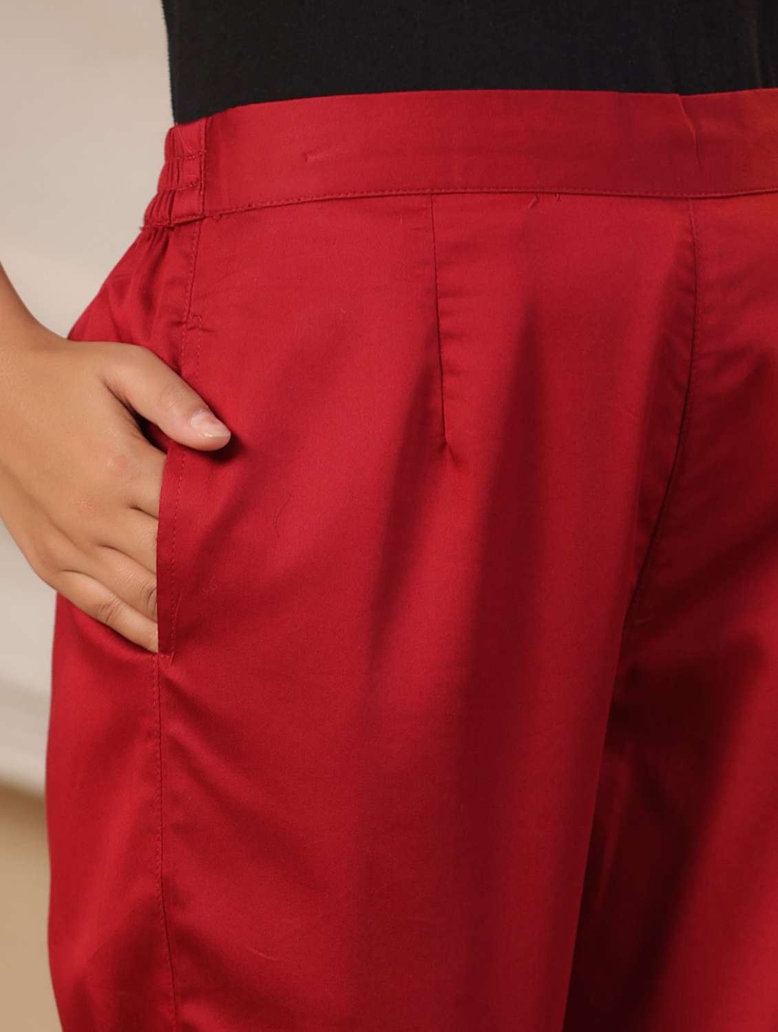 women maroon solid cigarette pants trouser - 21337979 -  Standard Image - 5