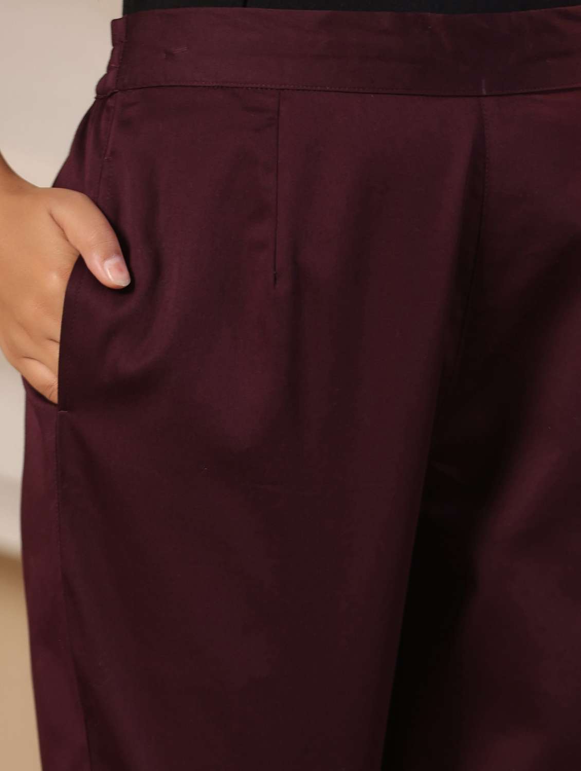women maroon solid cigarette pants trouser - 21337980 -  Standard Image - 5