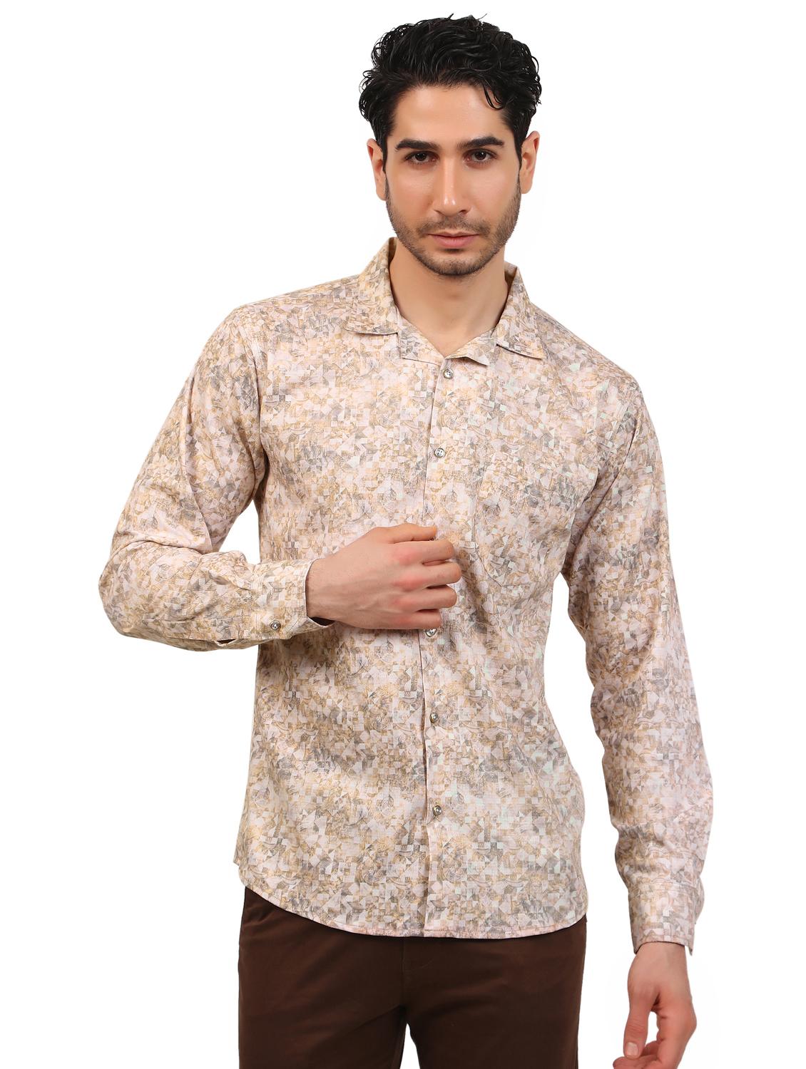 beige printed casual shirt - 21338061 -  Zoom Image - 0