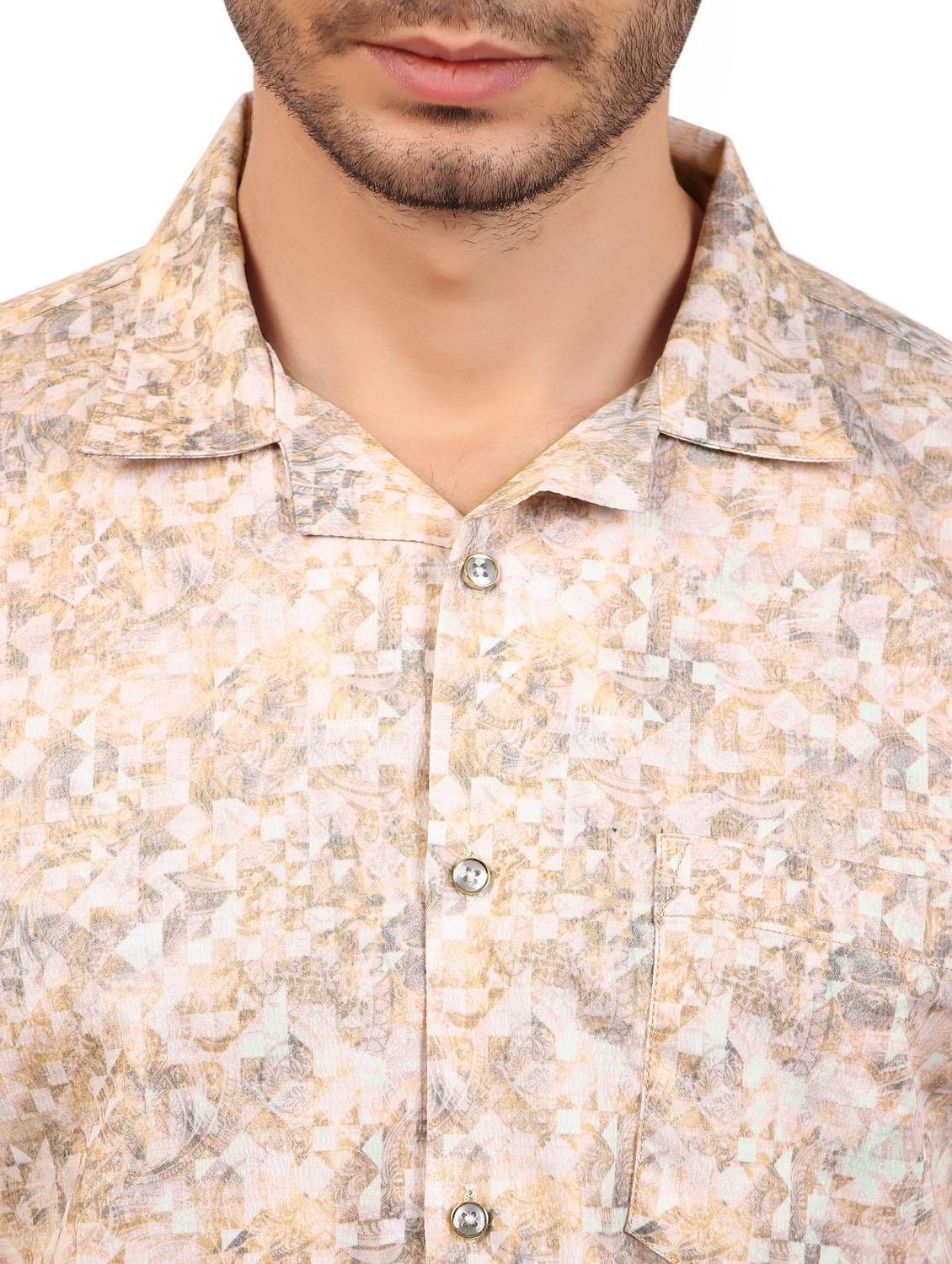 beige printed casual shirt - 21338061 - Standard Image - 5