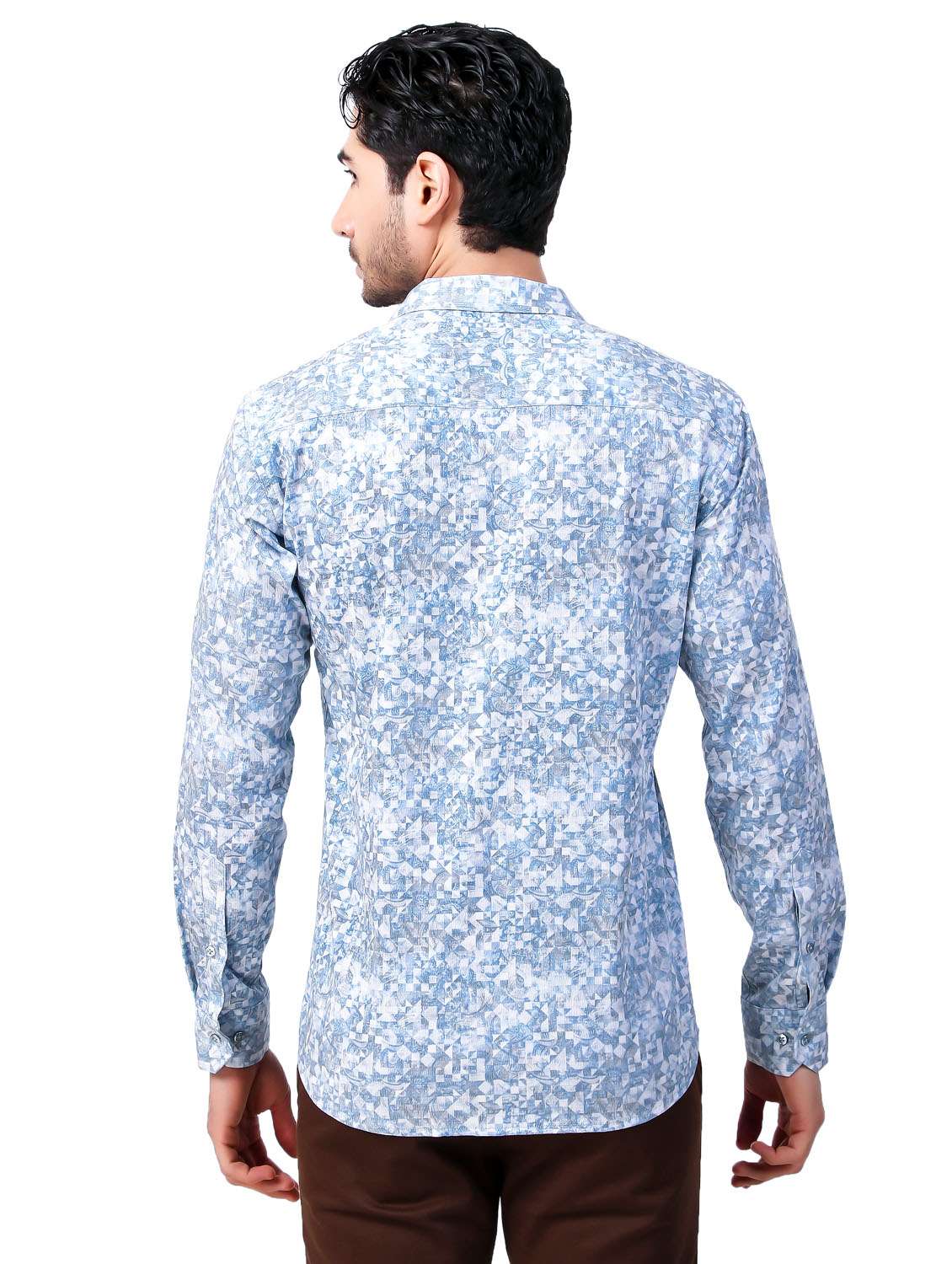 light blue printed casual shirt - 21338063 -  Standard Image - 3