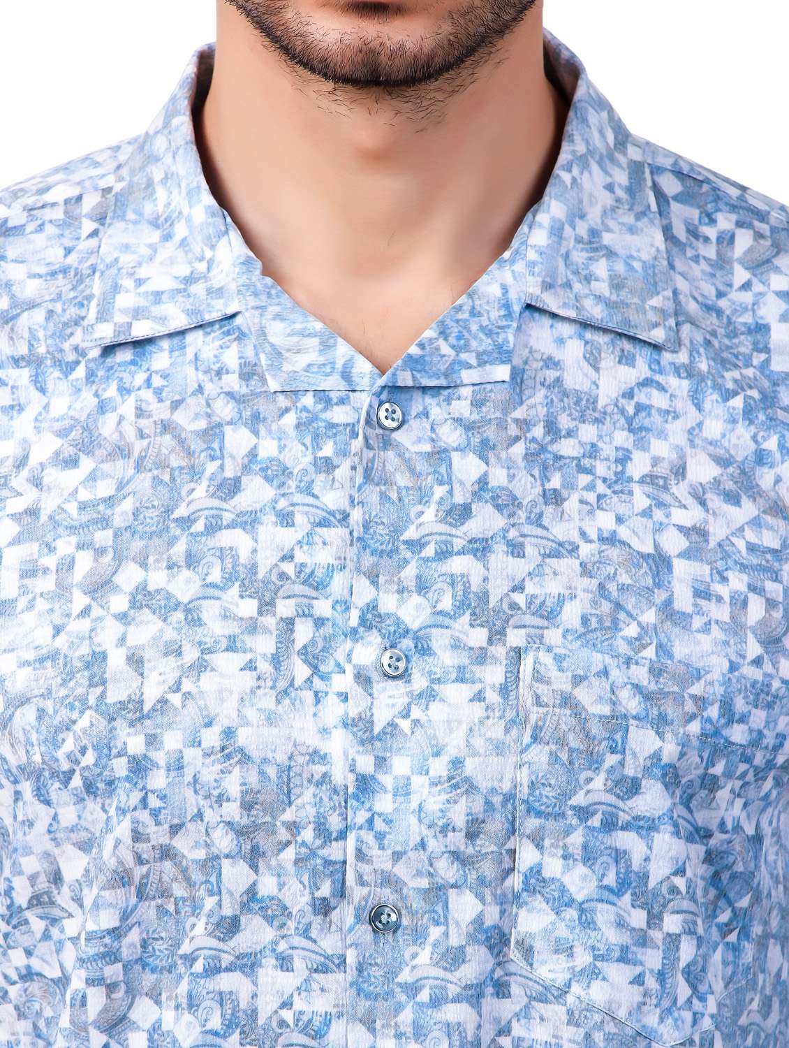 light blue printed casual shirt - 21338063 -  Standard Image - 5
