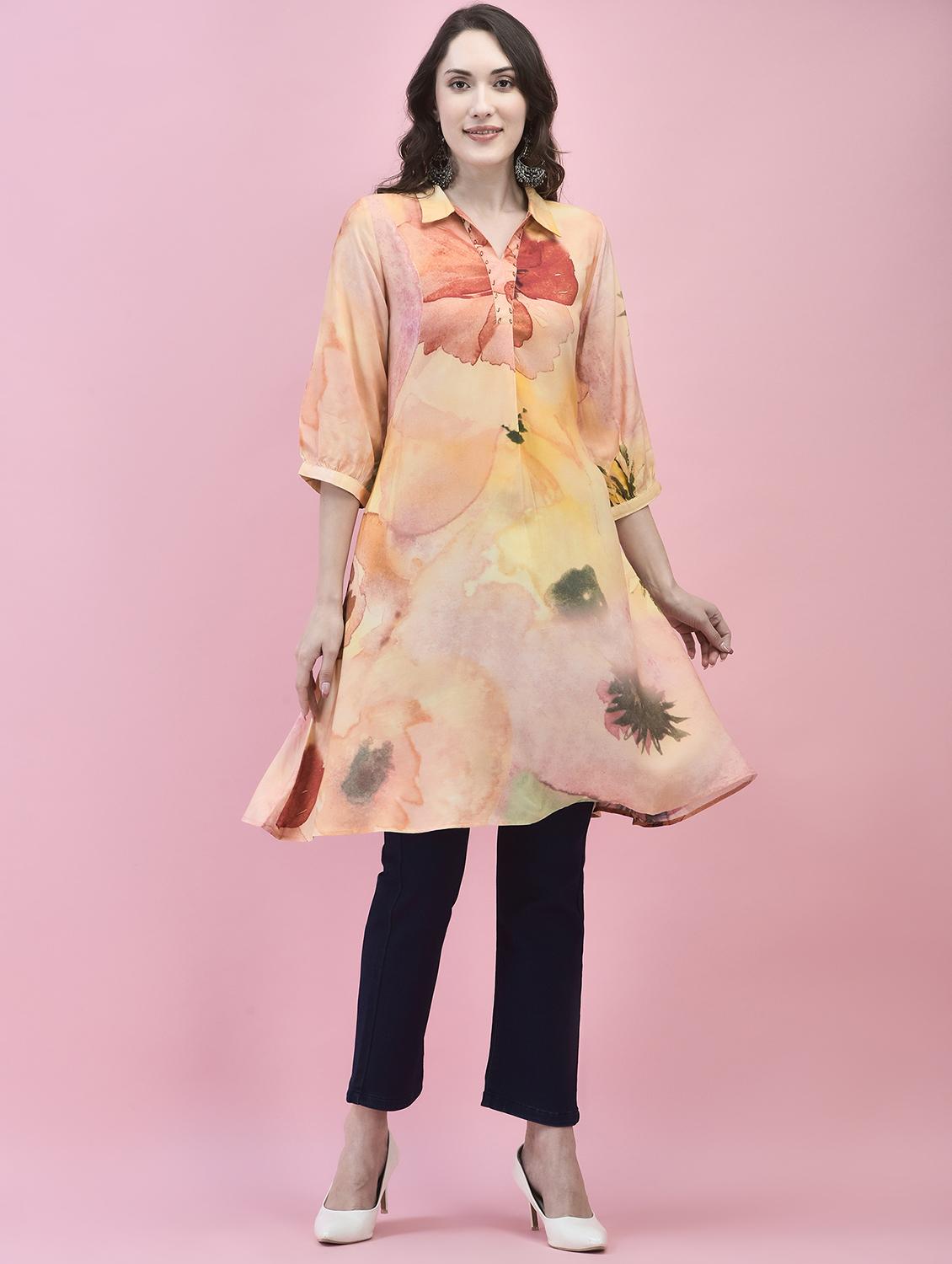 women multicolored printed a-line kurta - 21338143 - Zoom Image - 0