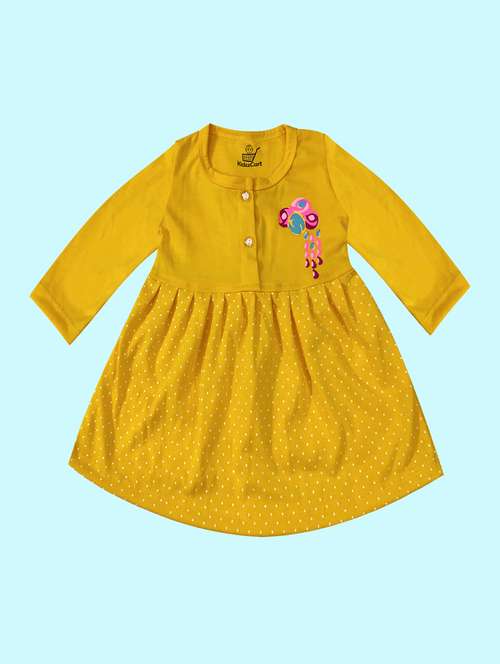 girls round neck polka dot printed frock - 21338269 - Standard Image - 0