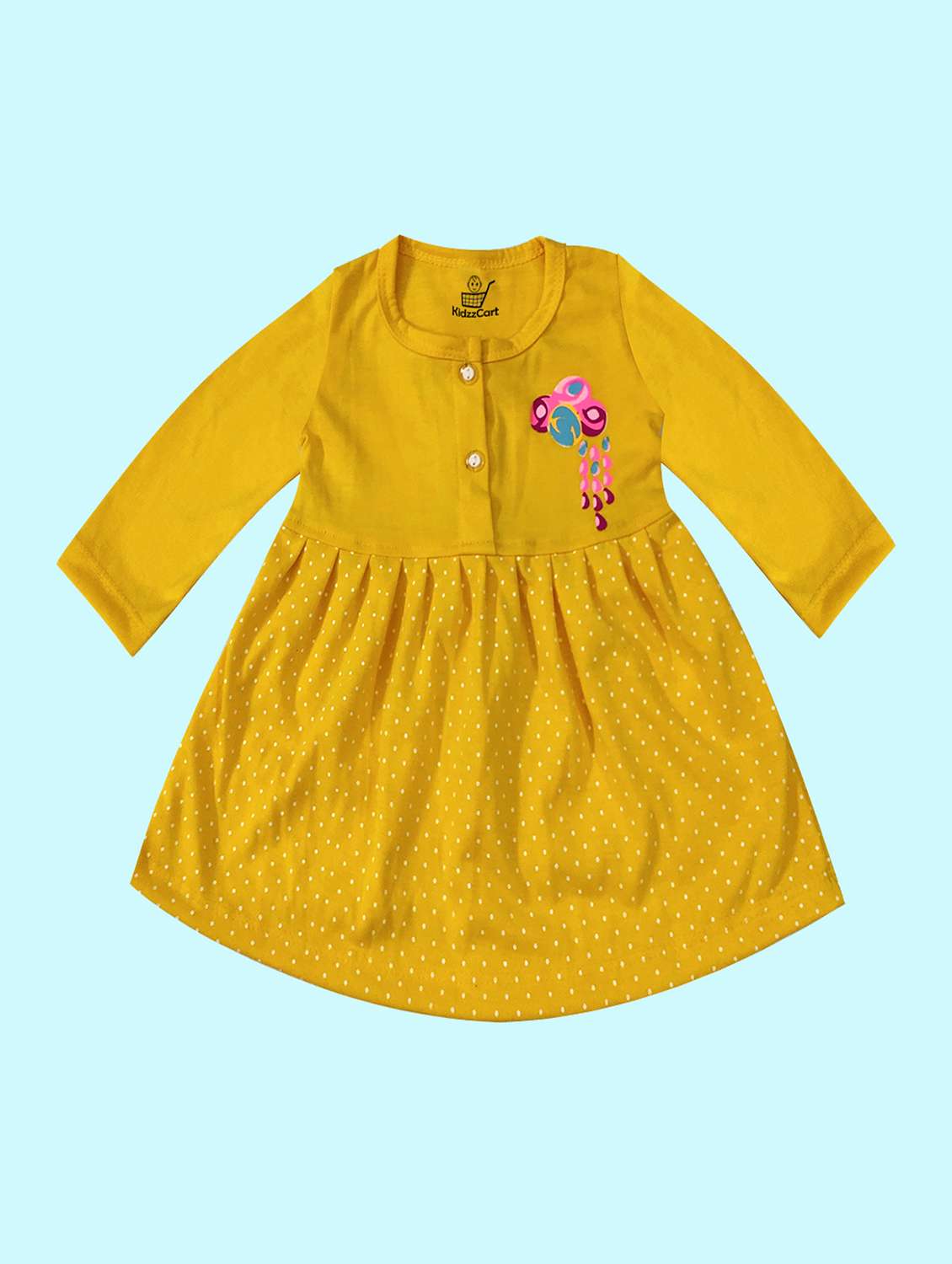 girls round neck polka dot printed frock