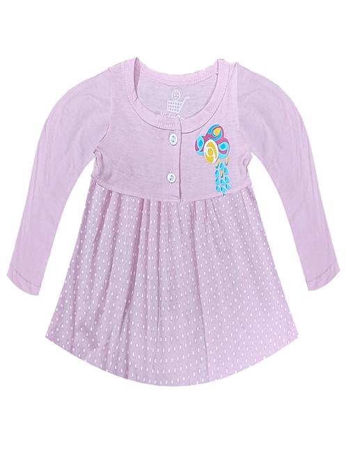 kids lavender cotton blend frock - 21338273 -  Standard Image - 0