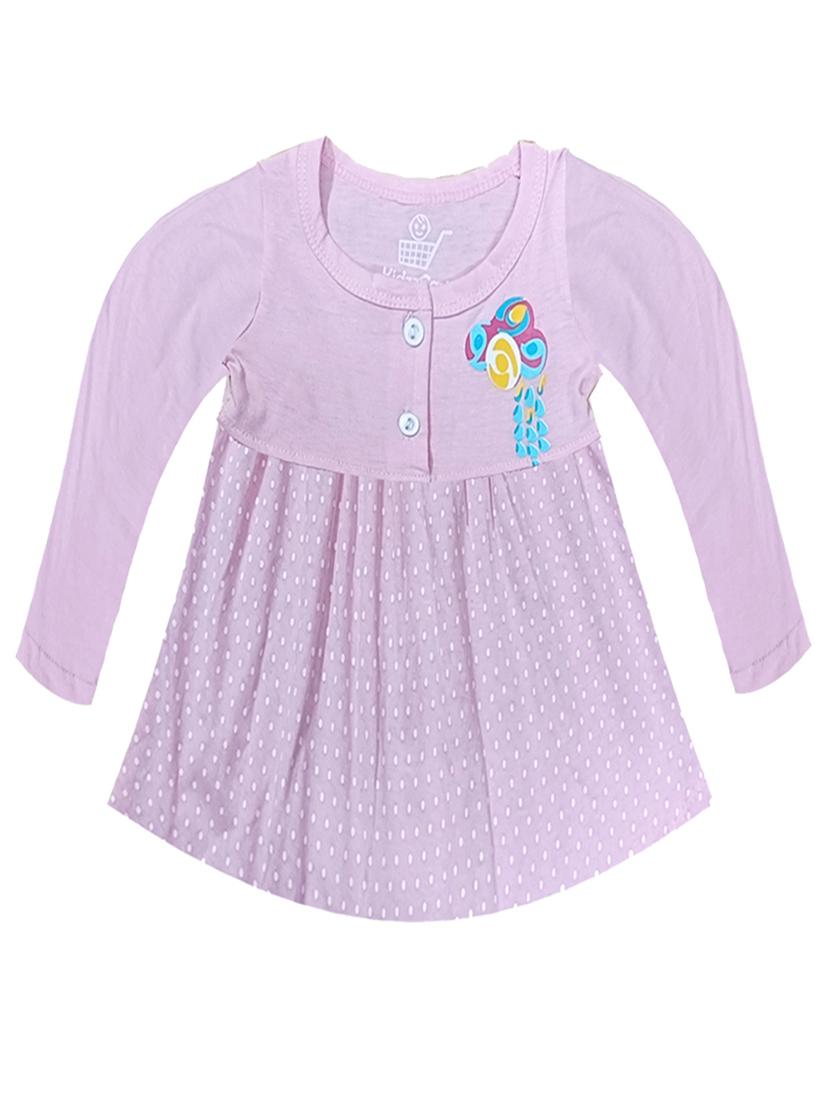 kids lavender cotton blend frock - 21338273 -  Zoom Image - 0