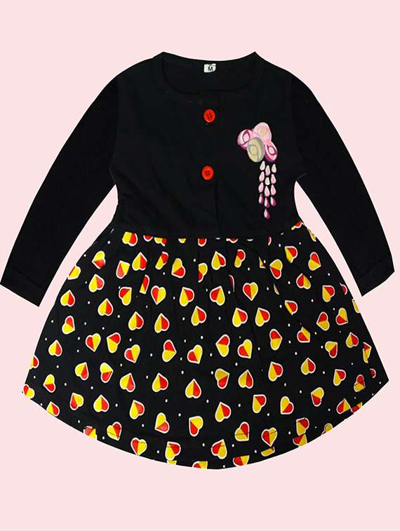 girls round neck printed frock