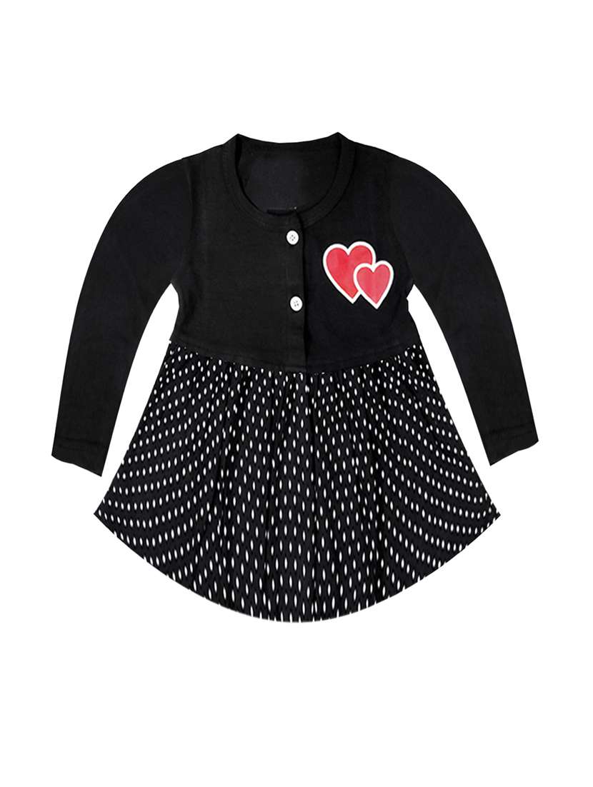 girl printed round neck cotton blend frock