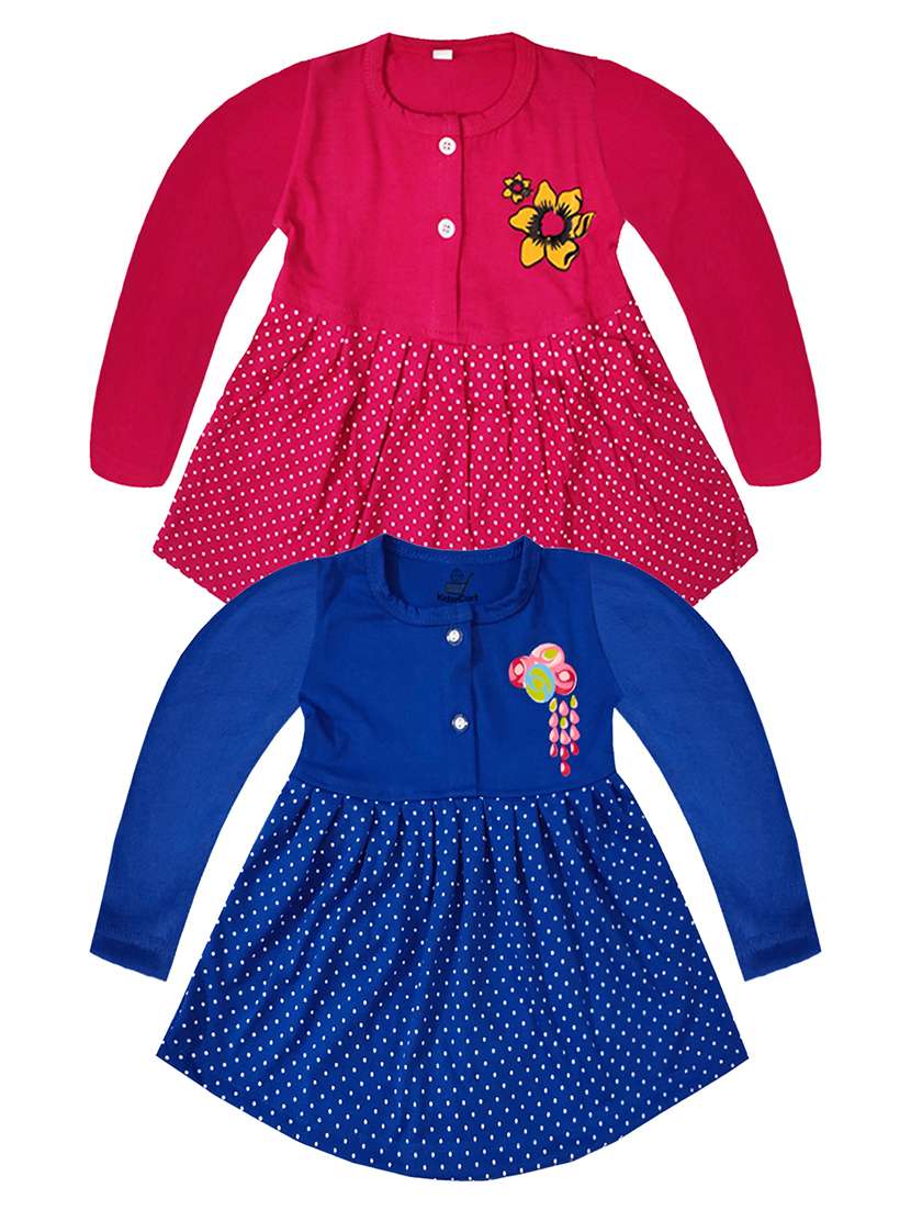 girls multicolored set of 2 printed frock