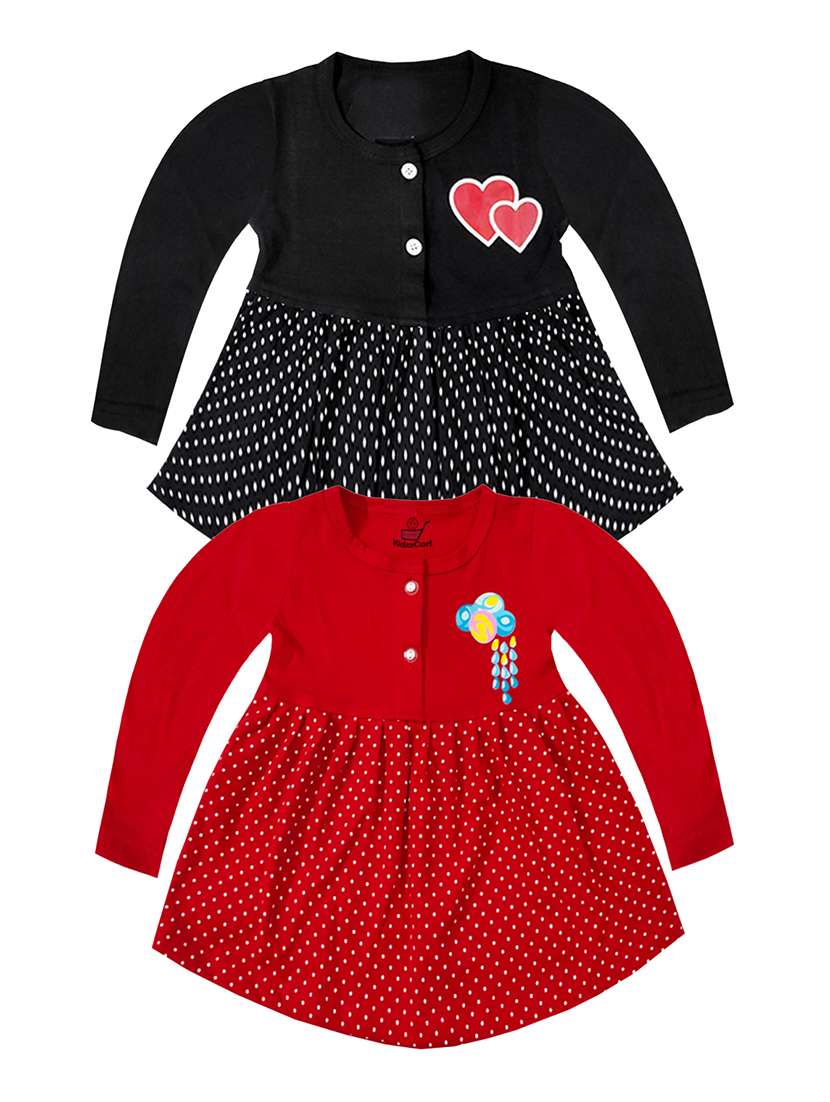 girls multicolored set of 2 printed frock