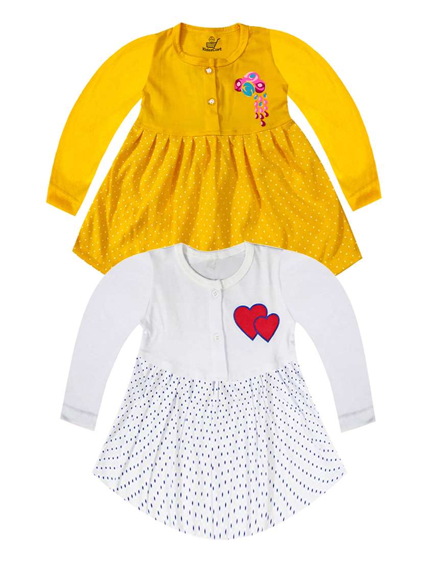 girls multicolored set of 2 printed frock