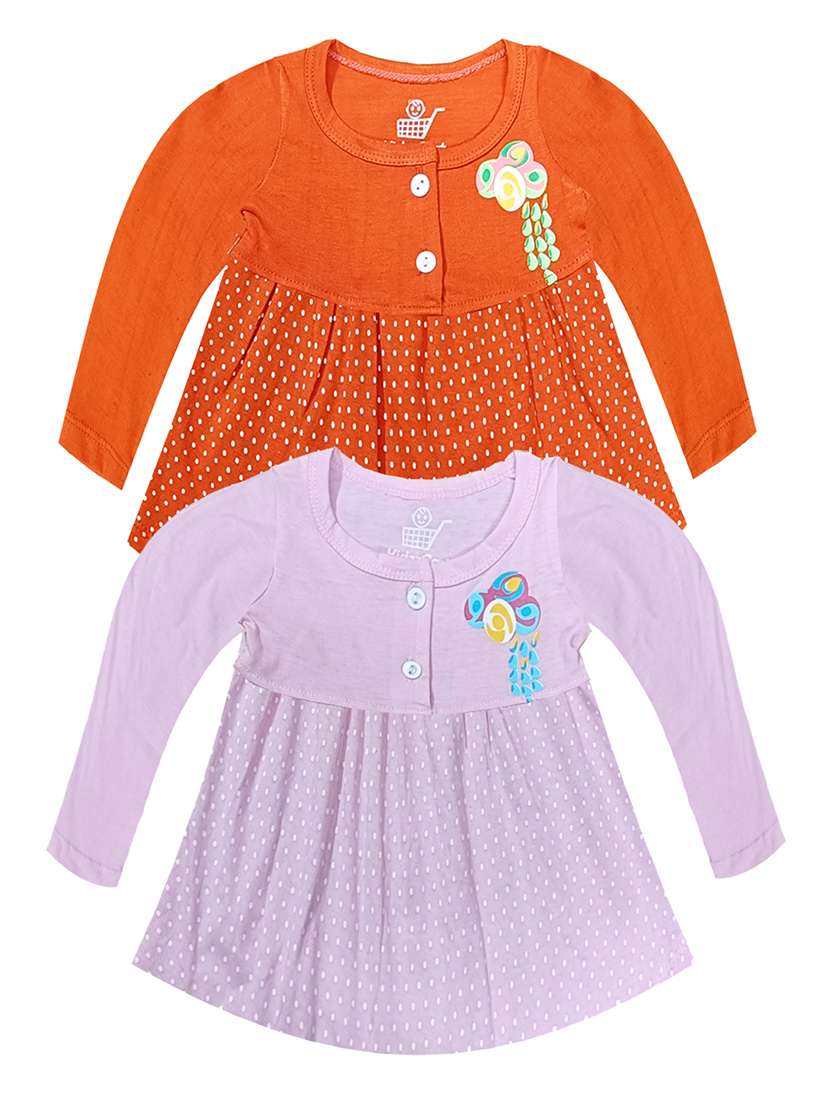 girls multicolored set of 2 printed frock