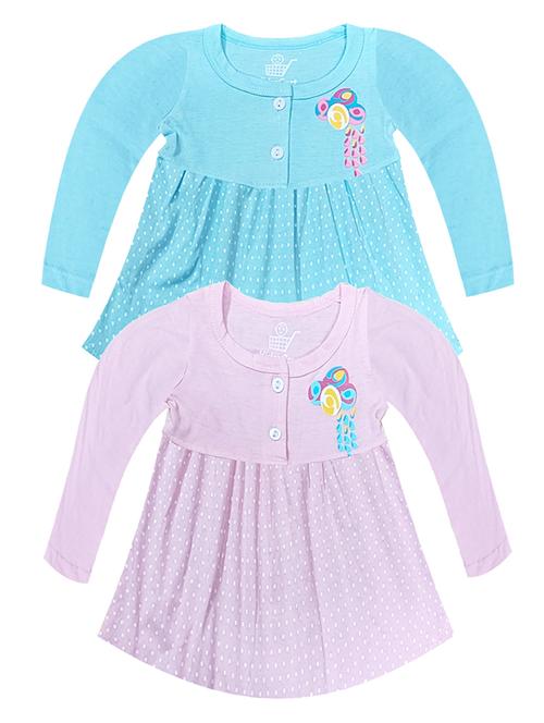 girls multicolored set of 2 printed frock - 21338319 - Standard Image - 0